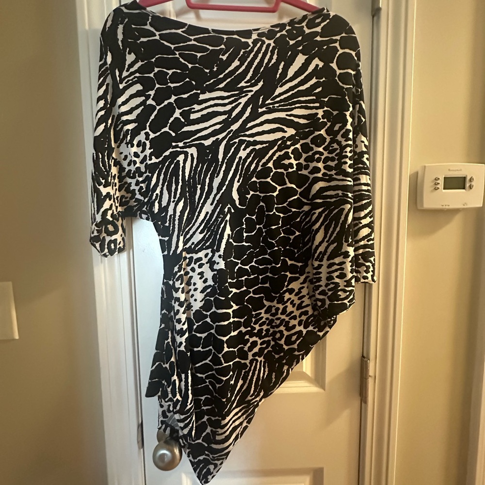 Lola Black and White Asymmetrical Cocktail Dress
